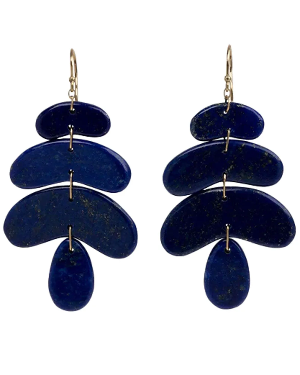 18k Yellow Gold Small Totem Lapis Earrings