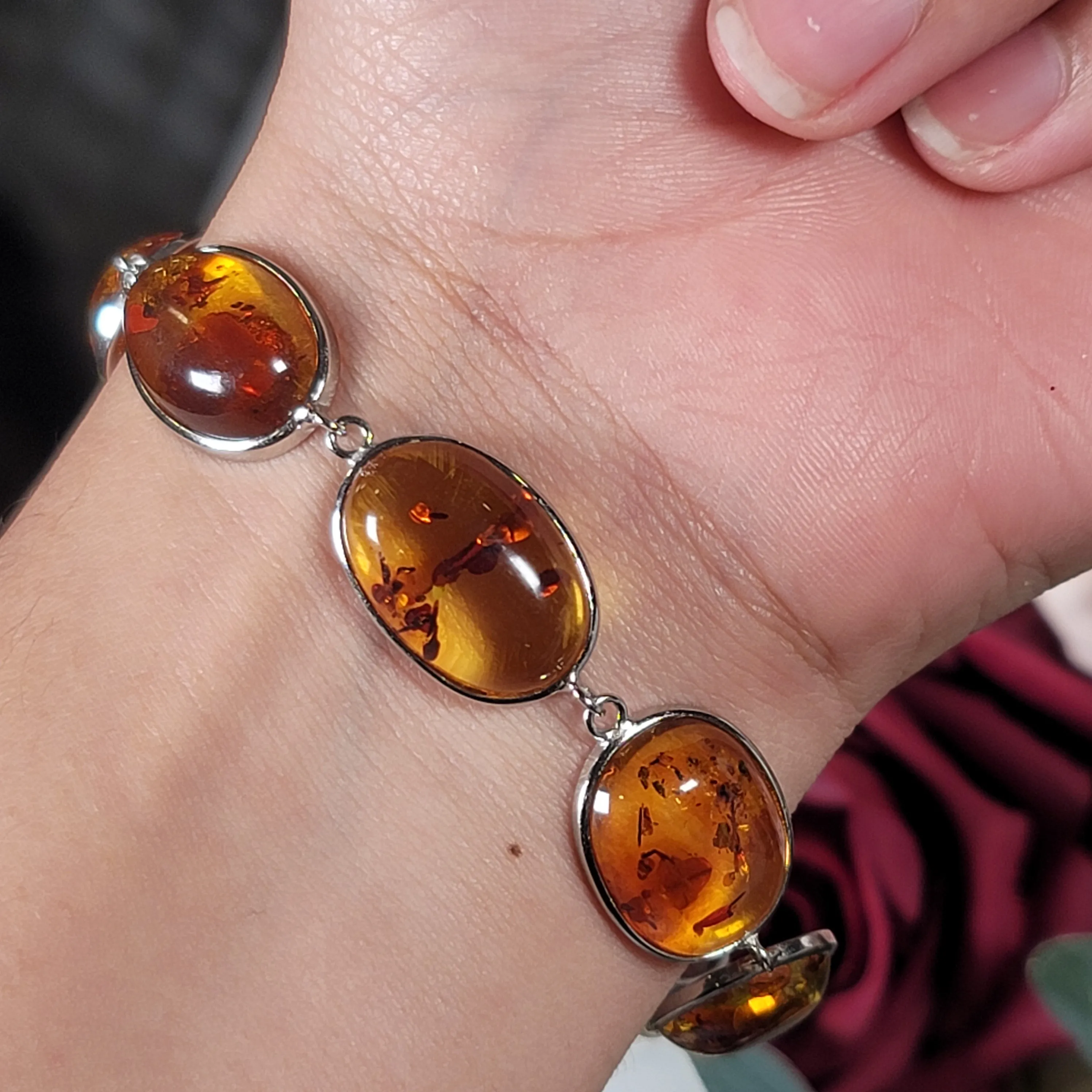 Amber Bracelet .925 Silver for Healing, Joy and Personal Power