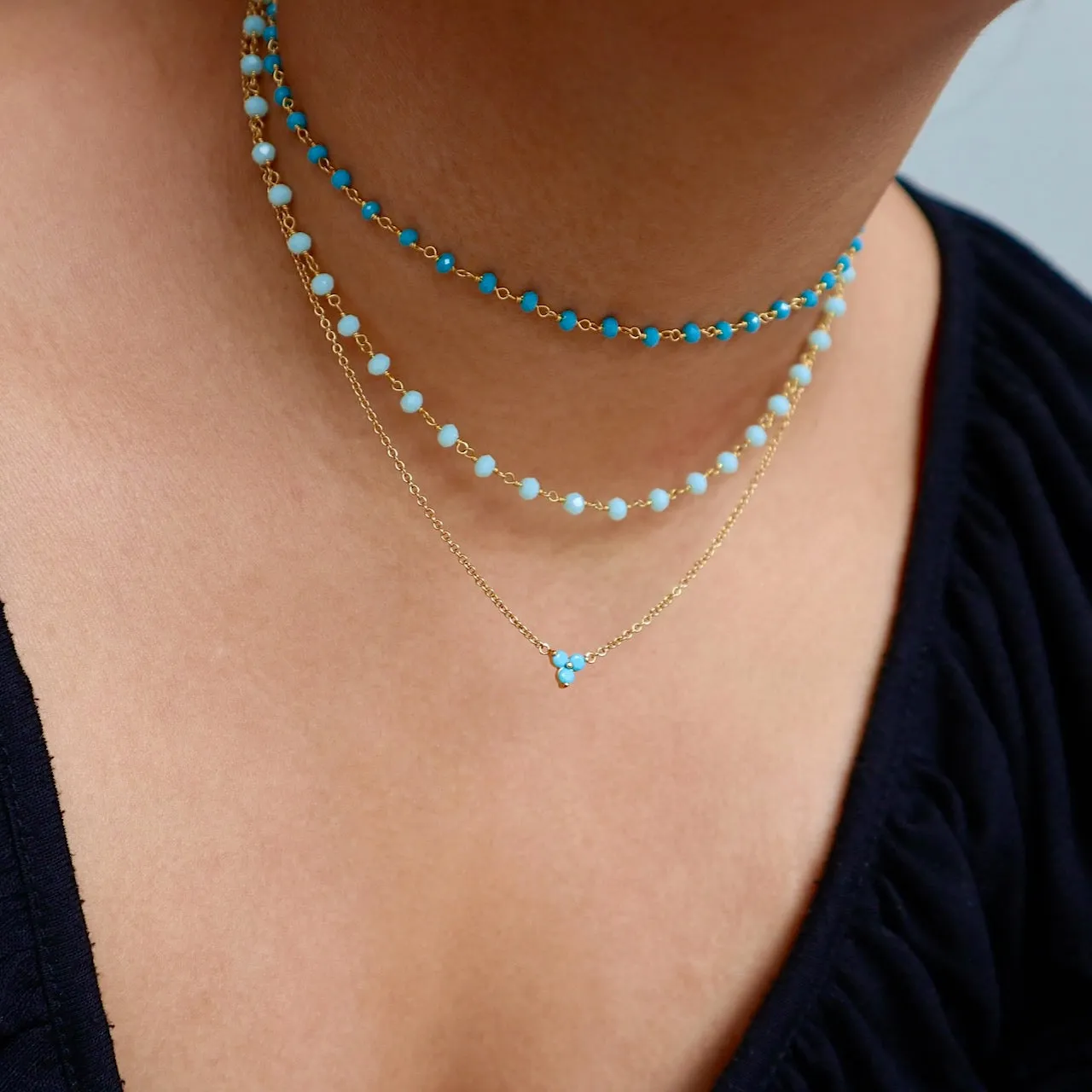 Blue Turquoise Rosary Choker