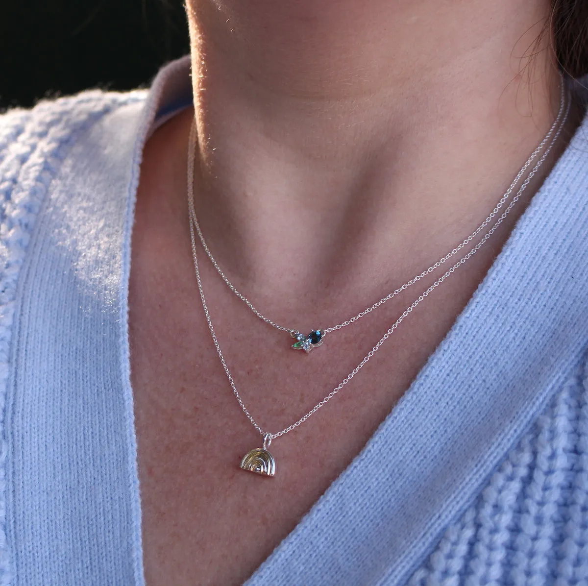 Cluster gemstone necklace