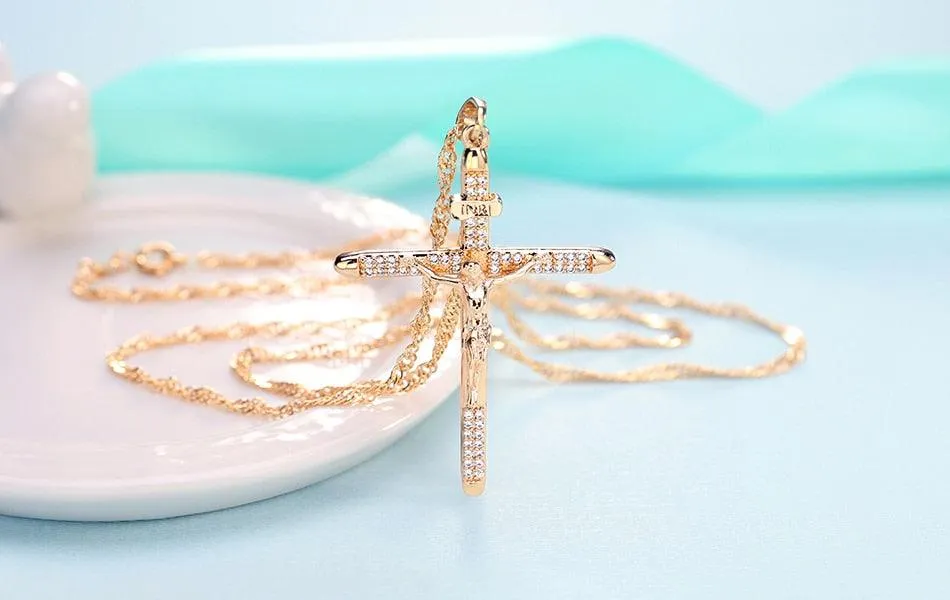Cubic Zircon Jesus Christ Pendant Necklace