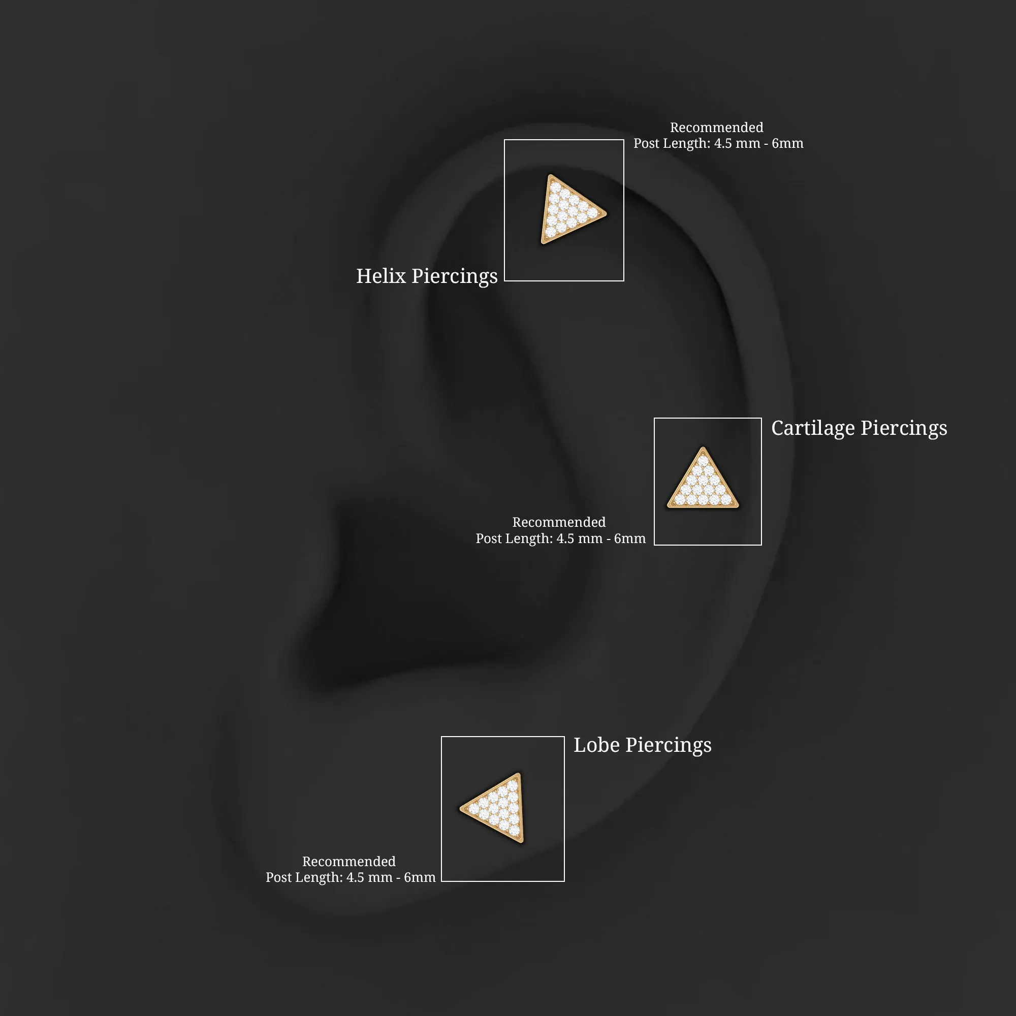 Elegant Moissanite Triangle Earring for Cartilage Piercing