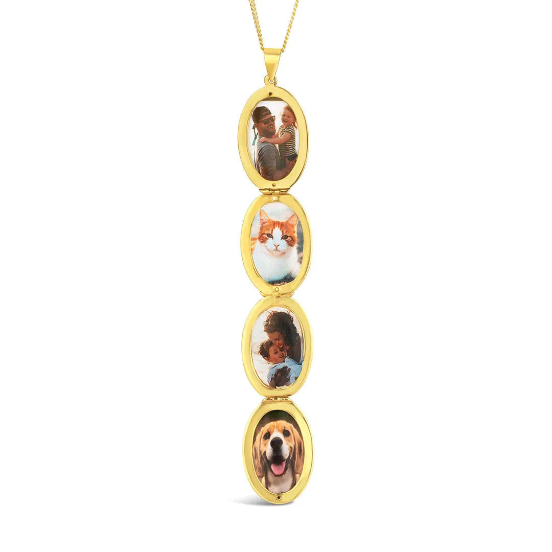 Four Picture Oval Locket | Gold
