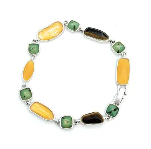 Gorgeous Vintage Sterling Silver Multi-Stone Link Bracelet