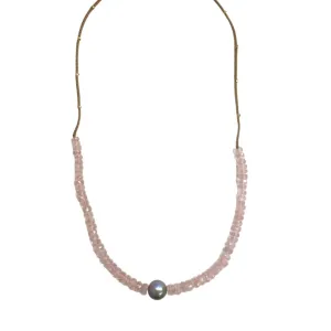 Morganite & Silver Pearl Necklace